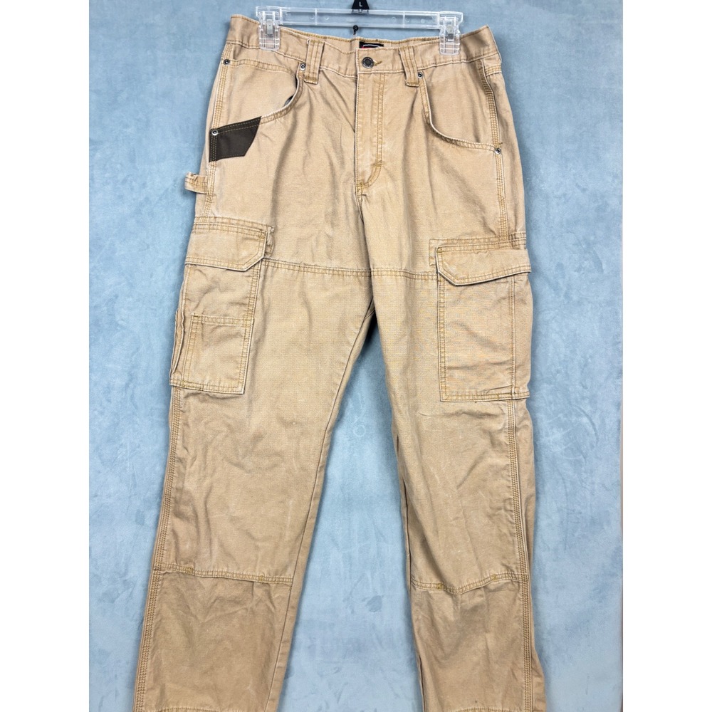 Wrangler Riggs Workwear Mens 32x32 Tan Cotton Canvas Cargo Pants 10WMWFR1RH